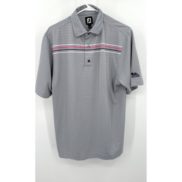 FootJoy FJ Golf Polo Shirt Mens M Gray PGA West Logo - Picture 1 of 6